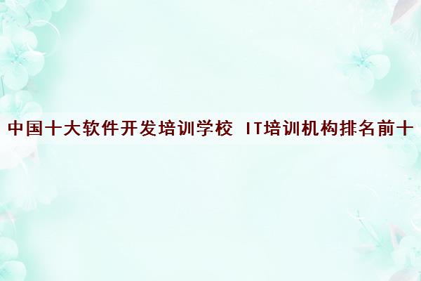 开元体育官网入口中国十大软件开发培训学校 IT培训机构排名前十(图1)