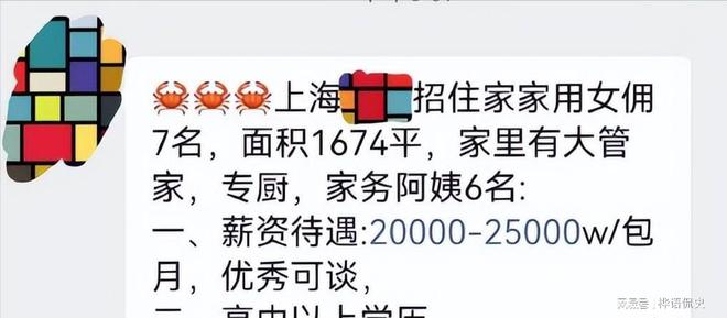 开元体育官网最新版上海有钱人家女佣条件曝光：月薪2万藏着太多羞于说出口的秘密(图3)