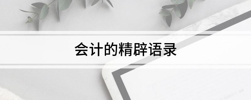 开元体育官网入口会计的精辟语录(图1)