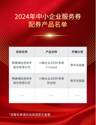 开元体育北京市中小企业服务券产品名单公布T+Cloud和好业财双双入选(图1)